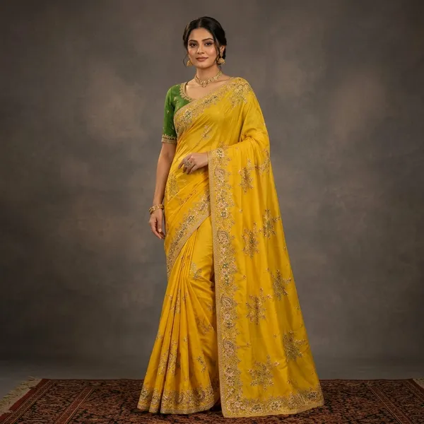 Yellow_And_Green_Premium_Ho_Silk_Saree_With_Blouse_Piece_For_Women