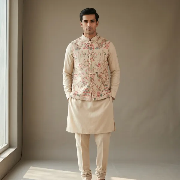 Beige_Premium_Khadi_Kurta_Pajama_For_Men