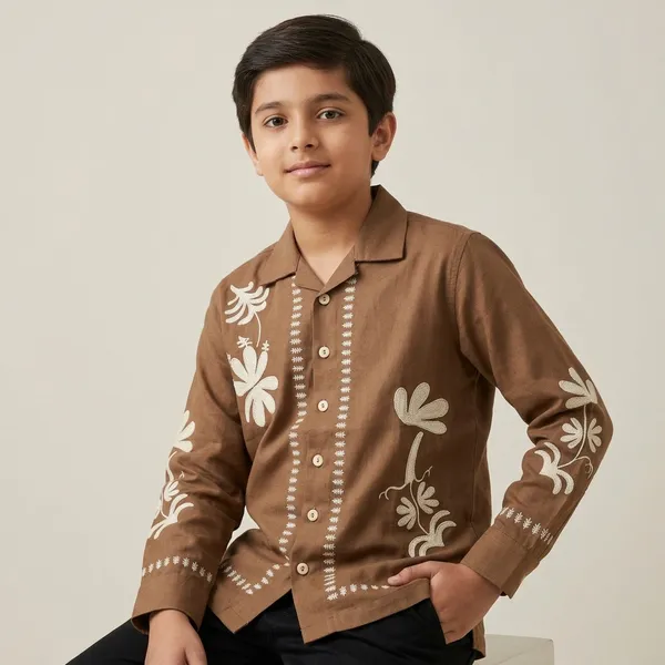 Brown_Premium_Cotton_Full_Sleeve_Shirt_For_Boys