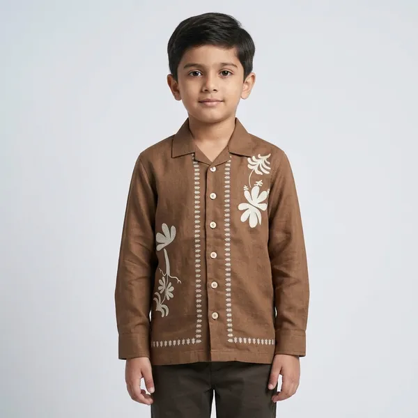 Brown_Premium_Cotton_Full_Sleeve_Shirt_For_Boys