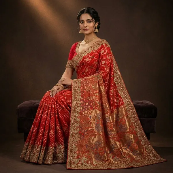Red_Premium_Silk_Saree_With_Blouse_Piece_For_Women