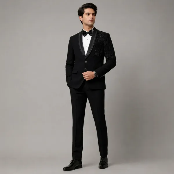 Black_Premium_Japanese_Lachka_Stitched_Blazer_And_Unstitched_Pant_For_Men