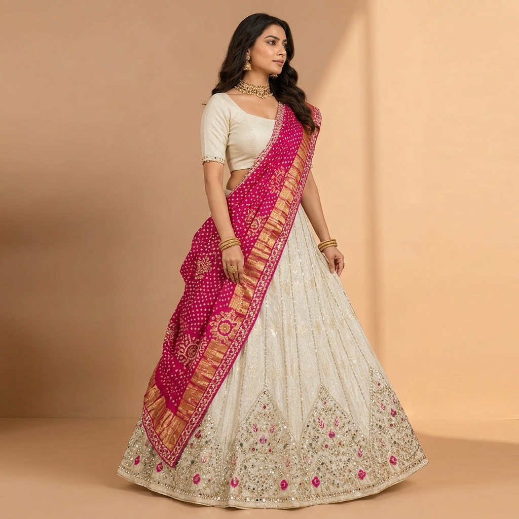 Off_White_And_Pink_Premium_Silk_Unstitched_Lehenga_For_Women