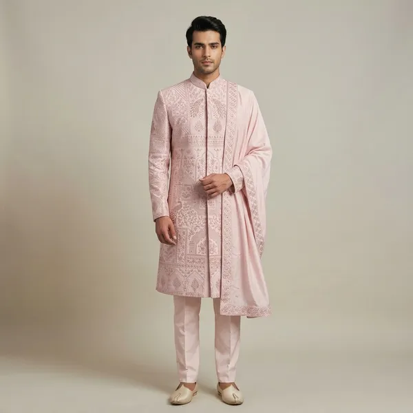 Pink_Premium_Silk_Sherwani_For_Men