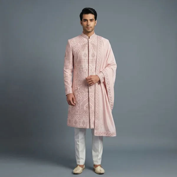 Pink_Premium_Silk_Sherwani_For_Men