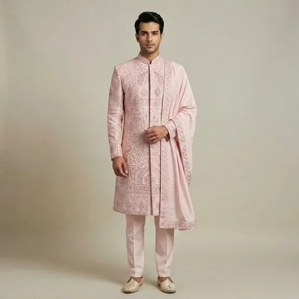 Pink_Premium_Silk_Sherwani_For_Men