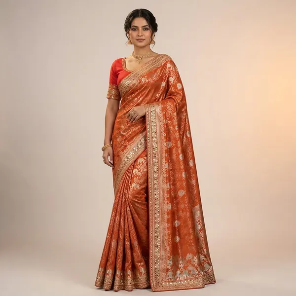 Orange_Premium_Silk_Saree_With_Blouse_Piece_For_Women