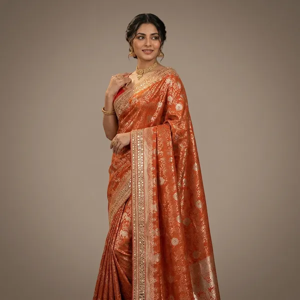 Orange_Premium_Silk_Saree_With_Blouse_Piece_For_Women
