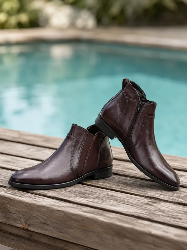 Brown_Faux_Leather_Zip_Detail_Boots_for_Men