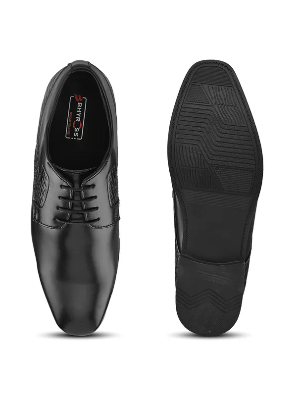 Black_Faux_Leather_Textured_Formal_Derby_Shoes_For_Men