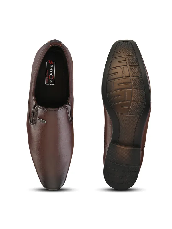 Brown_Leather_Elastic_Panel_Formal_Slip-On_Shoes_For_Men
