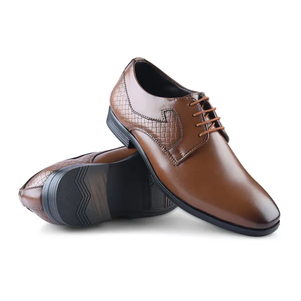 Tan_Faux_Leather_Textured_Formal_Derby_Shoes_For_Men