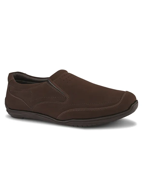 Coffee_Faux_Leather_Slip-On_Casual_Shoes_For_Men