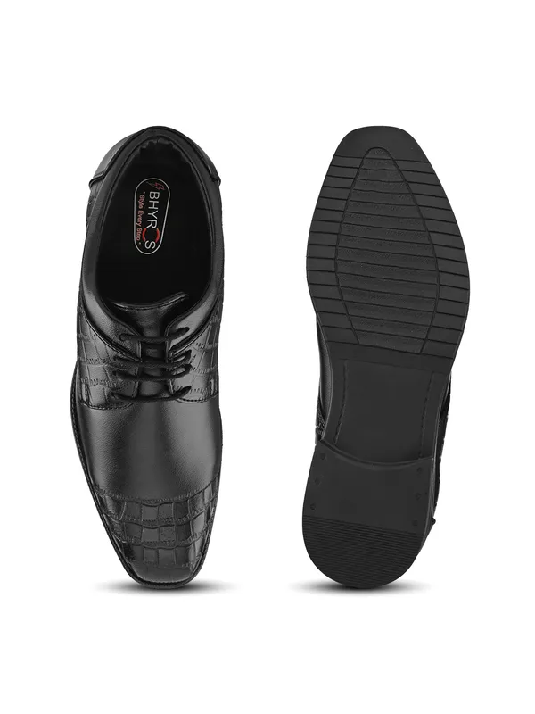 Black_Faux_Leather_Textured_Formal_Derby_Shoes_For_Men