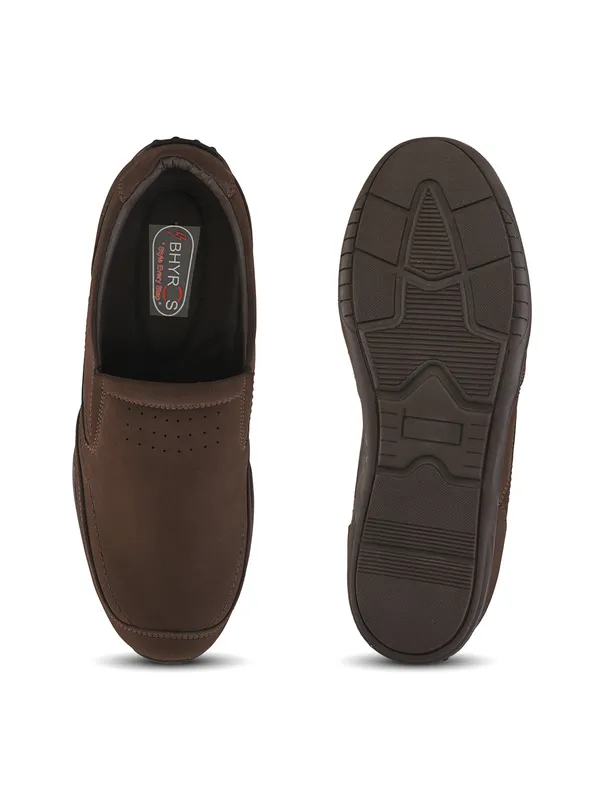 Coffee_Faux_Leather_Slip-On_Casual_Shoes_For_Men