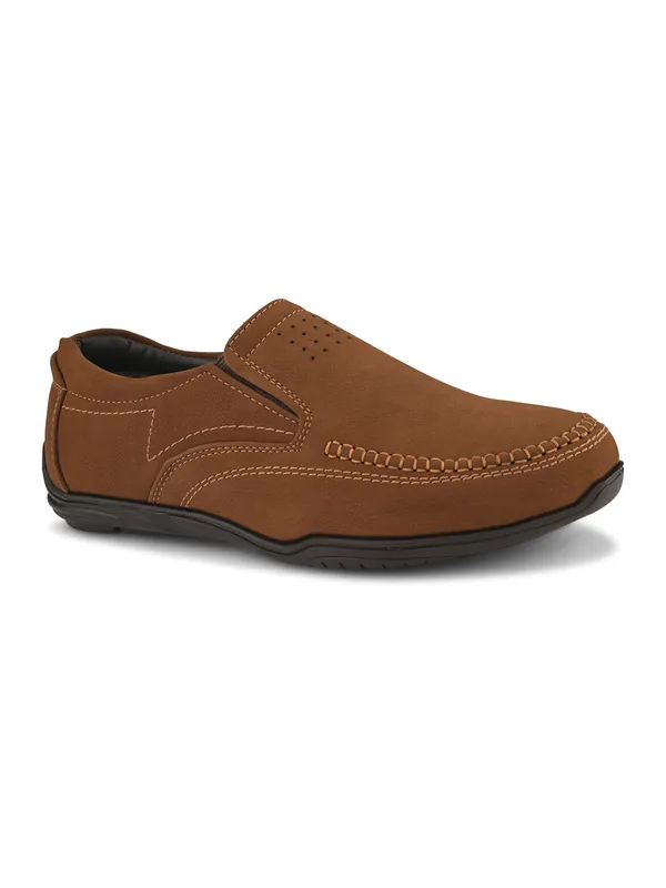 Tan_Leather_Moc-Toe_Slip-On_Casual_Shoes_For_Men