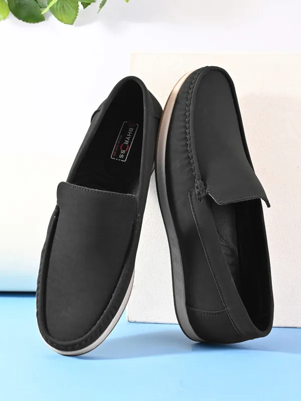 Black_Faux_Leather_Loafers_Slip-On_For_Men