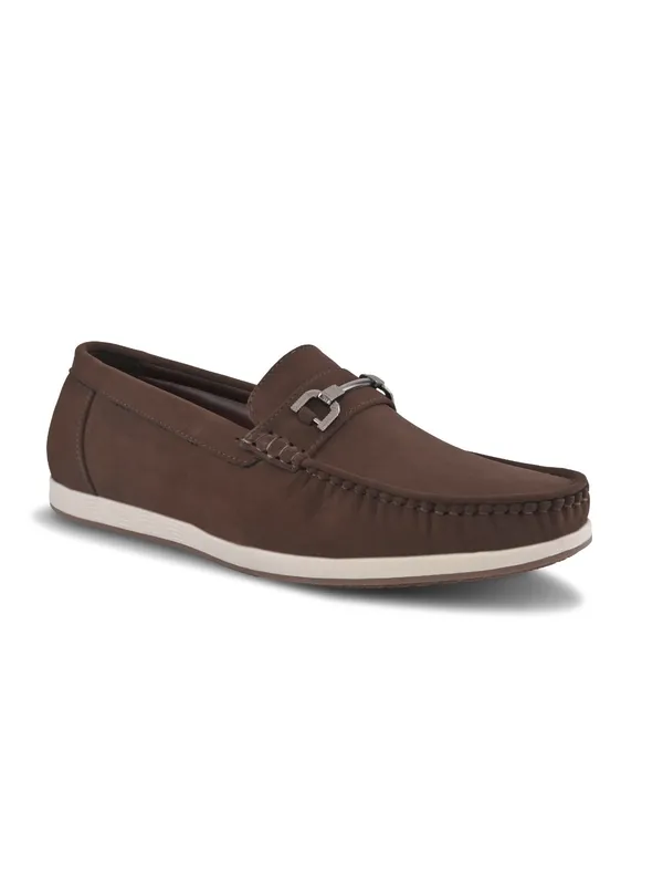 Brown_Faux_Leather_Slip-On_Buckle_Loafers_For_Men