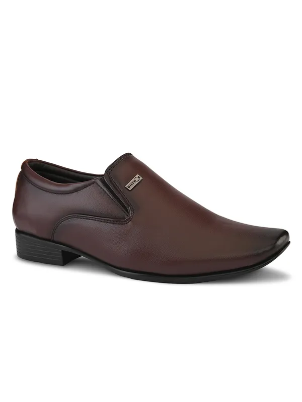 Brown_Leather_Elastic_Panel_Formal_Slip-On_Shoes_For_Men