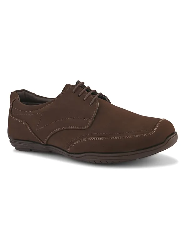 Brown_Leather_Lace-Up_Casual_Shoes_For_Men