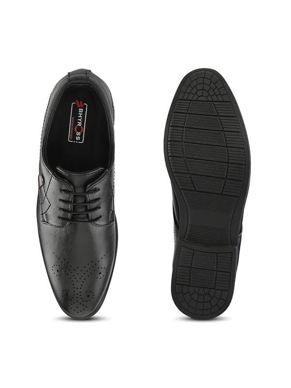 Black_Faux_Leather_Perforated_Formal_Derby_Shoes_For_Men