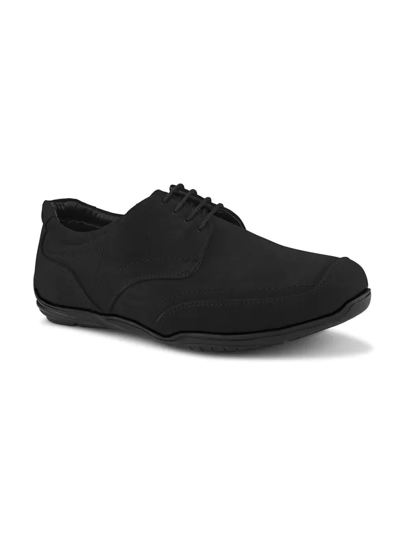 Black_Leather_Lace-Up_Casual_Shoes_For_Men