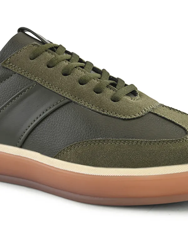 Olive_Green_Leather_Lace-Up_Casual_Sneakers_For_Men