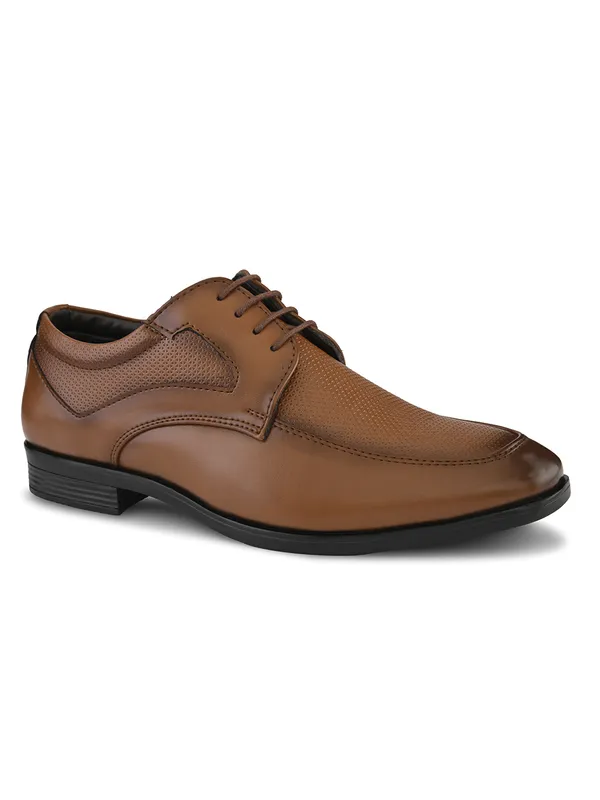 Tan_Leather_Textured_Formal_Derby_Shoes_For_Men
