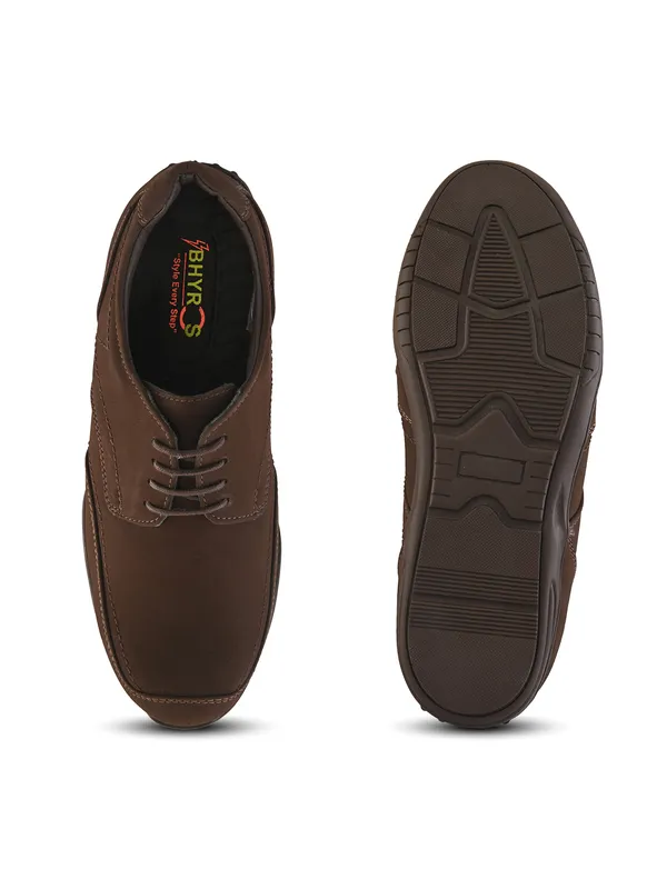 Brown_Leather_Lace-Up_Casual_Shoes_For_Men