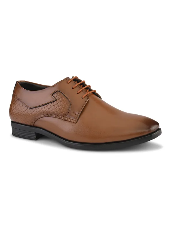 Tan_Faux_Leather_Textured_Formal_Derby_Shoes_For_Men