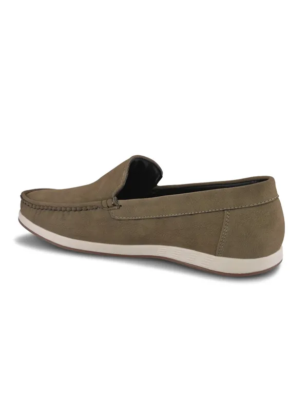 Khaki_Faux_Leather_Loafers_Slip-On_For_Men