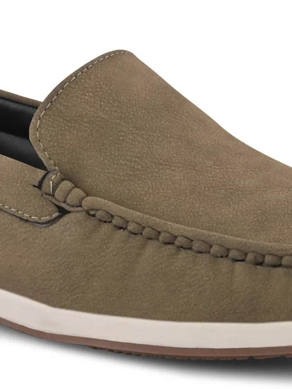 Khaki_Faux_Leather_Loafers_Slip-On_For_Men