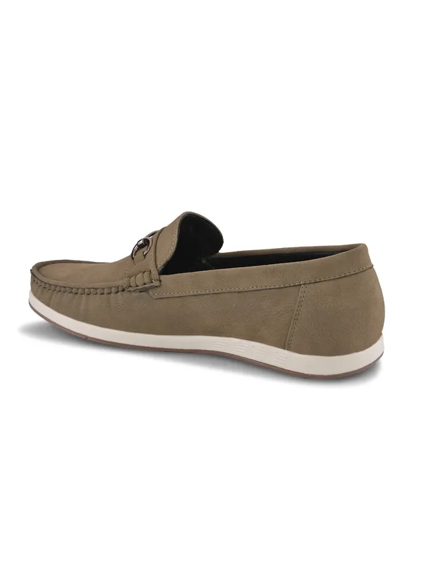Khaki_Faux_Leather_Slip-On_Buckle_Loafers_For_Men