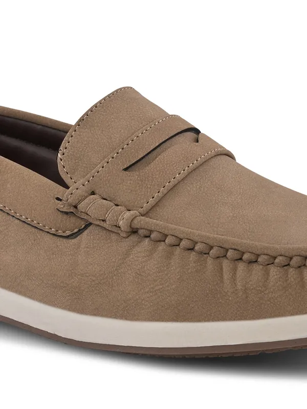 Khaki_Faux_Leather_Slip-On_Loafers_For_Men
