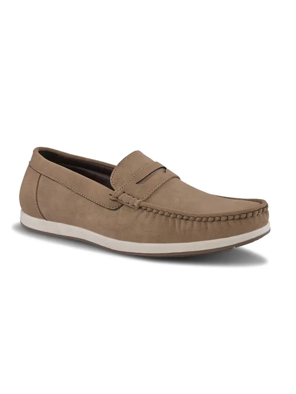 Khaki_Faux_Leather_Slip-On_Loafers_For_Men