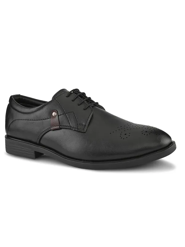 Black_Faux_Leather_Perforated_Formal_Derby_Shoes_For_Men