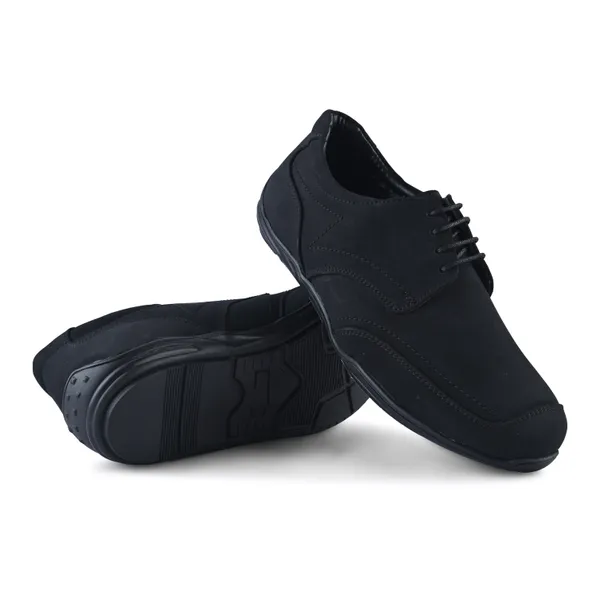Black_Leather_Lace-Up_Casual_Shoes_For_Men