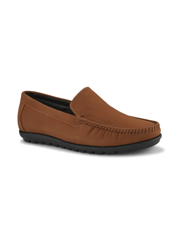 Tan_Faux_Leather_Slip-On_Loafers_For_Men