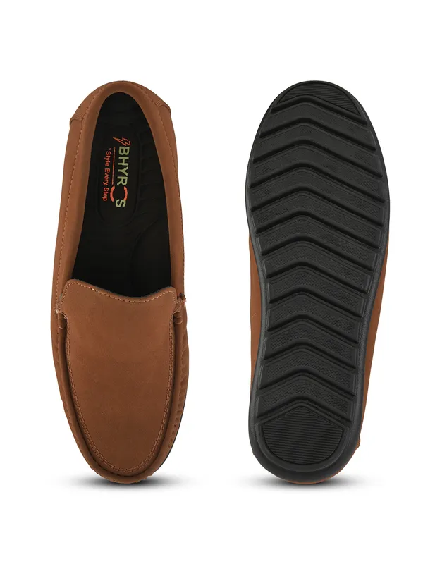 Tan_Faux_Leather_Slip-On_Loafers_For_Men