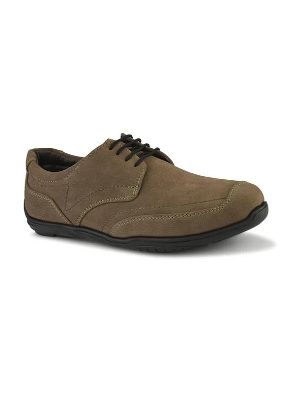 Olive_Faux_Leather_Lace-Up_Casual_Shoes_For_Men