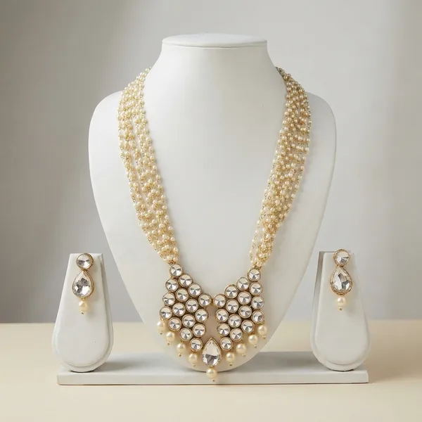 White_Alloy_Pearl_String_Jewellery_Set_For_Women