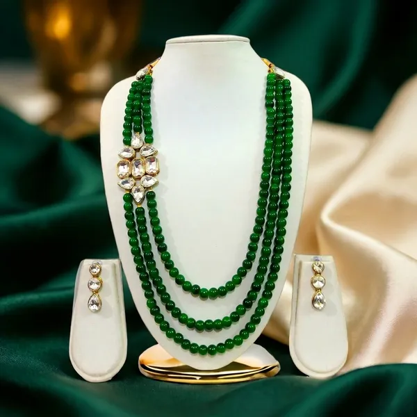 Three_Layer_Green_Pearl_Necklace_Set