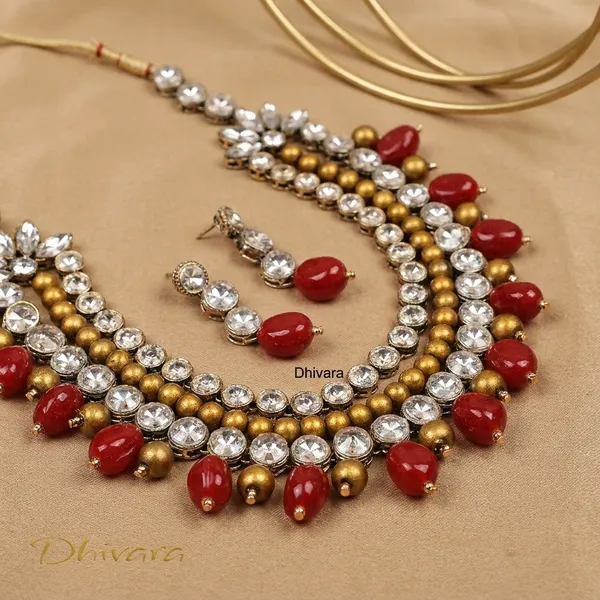 Three_Layer_Antique_Red_Alloy_Copper_Red_Jewellery_Set_For_Women
