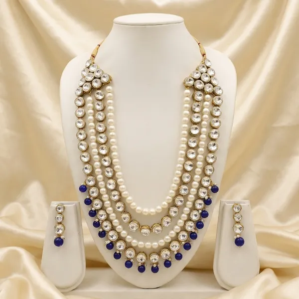 Four_Layer_Blue_And_White_Alloy_Copper_Jewellery_Set_For_Women