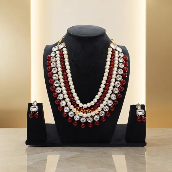 Four_Layer_Maroon_Alloy_Copper_Jewellery_Set_For_Women