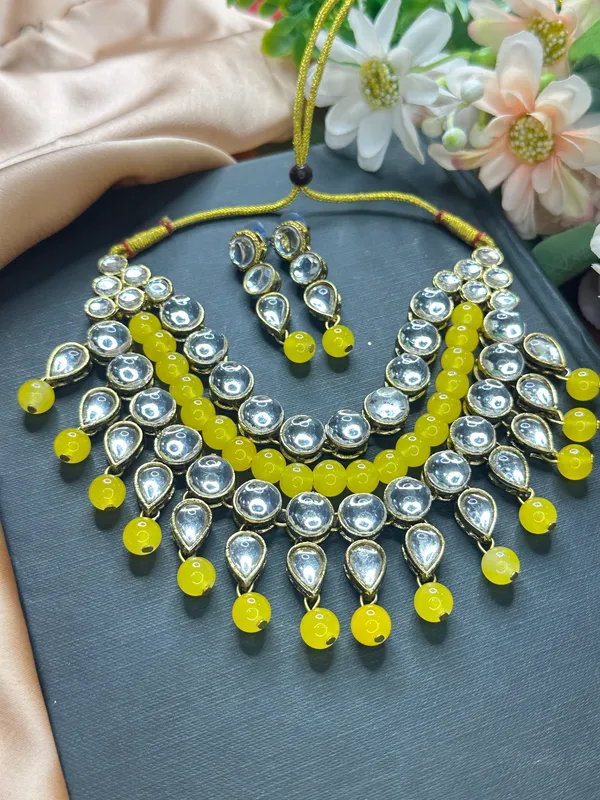 Yellow_Alloy_Metal_Chokar__Set_For_Women