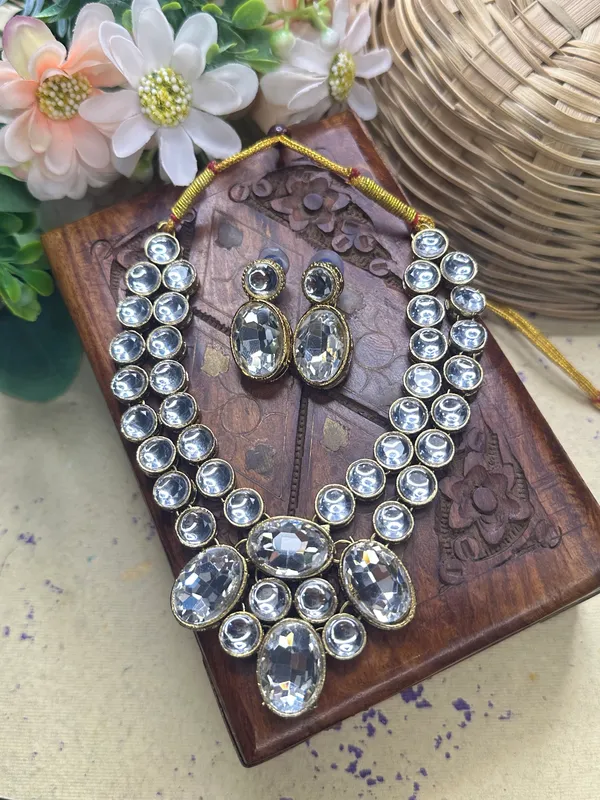 Copper_Plated_Beautiful_Double_Line_Pearl_Necklace_Set_For_Women