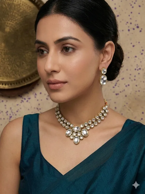 Copper_Plated_Beautiful_Double_Line_Pearl_Necklace_Set_For_Women