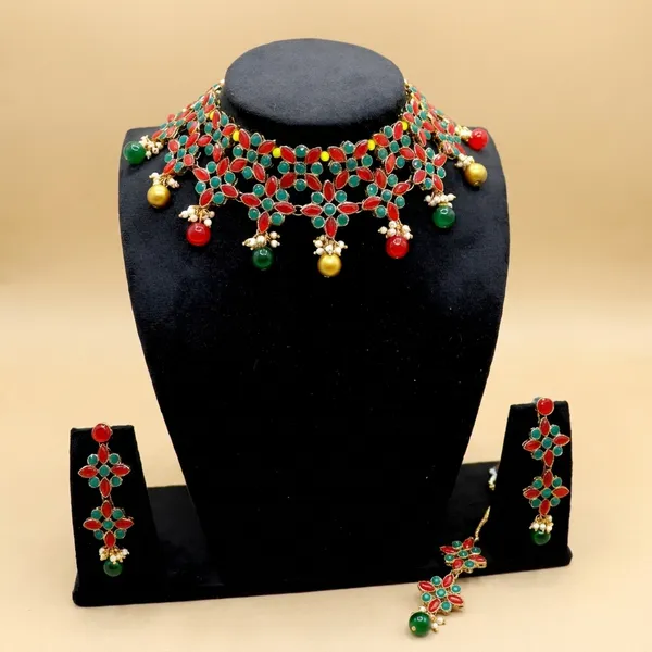 Green_Red_Alloy_Copper_Jewellery_Set_For_Women