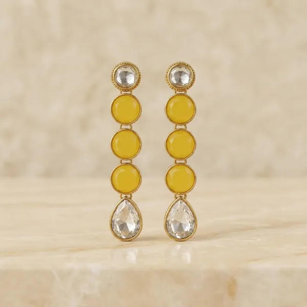 Kundan_Earring_Yellow_For_Women